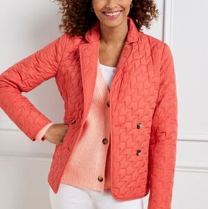 EUC Talbots Size Small Double Breasted Coral Quilted Blazer!